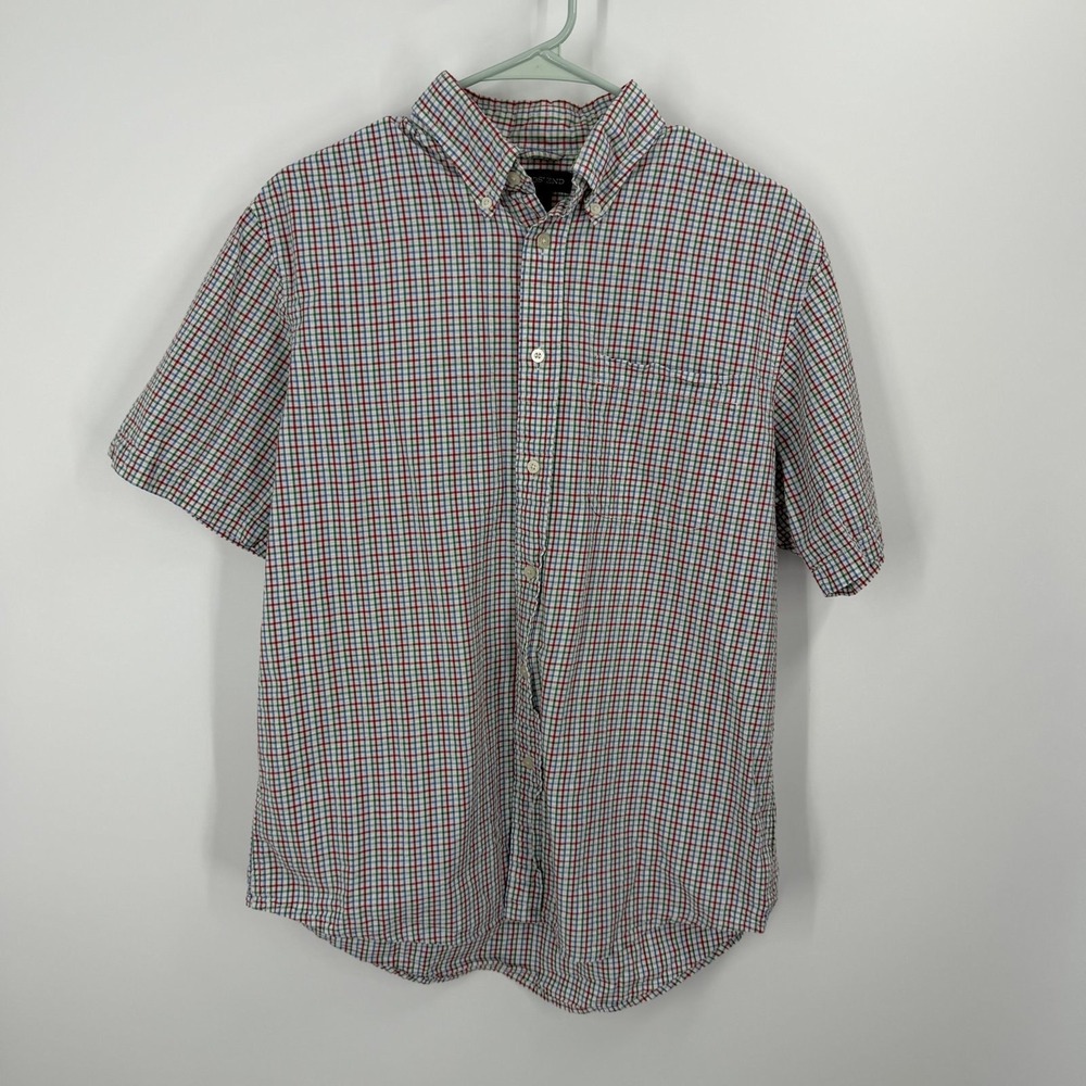 Lands' End Button Down Shirt Mens Medium Multicolor Plaid Traditional Fit
